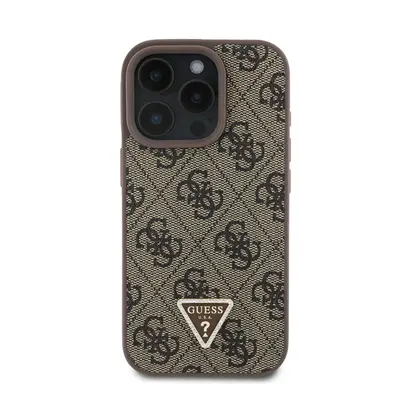 Guess PU 4G Strass Triangle Metal Logo Apple iPhone 16 Pro Max hátlap tok Crossbody pánttal, bar