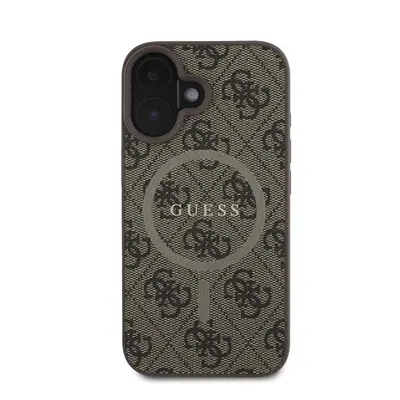 Guess 4G Ring Classic Logo Apple iPhone 16 Plus hátlap tok, barna GUHMP16MG4GFRW