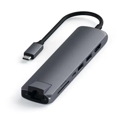 Satechi Aluminum Type-C Slim MultiPort Hub, 4k HDMI, 2x USB 3.0, Gigabit Ethernet és kártyaolvas