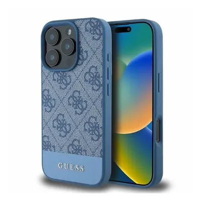 Guess 4G Bottom Stripe Apple iPhone 16 Pro hátlap tok, kék GUHCP16LG4GLBL