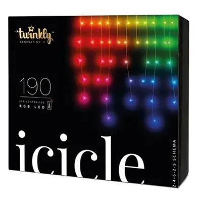 Twinkly Icicle okos kül, és beltéri fényfüggöny 190 LED RGB, 5x0,7m