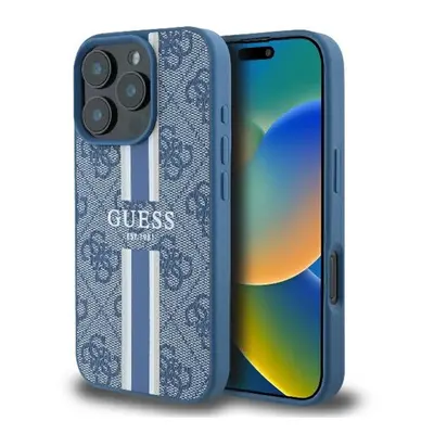 Guess 4G Printed Stripes iPhone 16 Pro MagSafe kemény hátlap tok, kék GUHMP16LP4RPSB