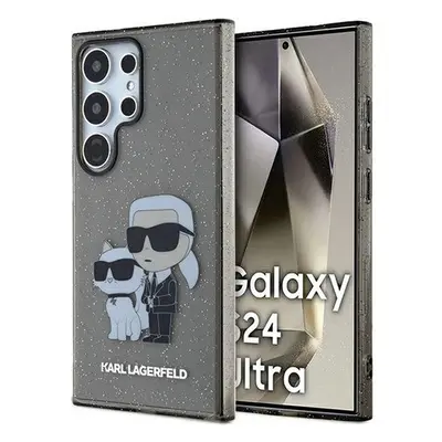 Karl Lagerfeld Glitter Karl&Choupette Samsung Galaxy S24 Ultra tok, fekete