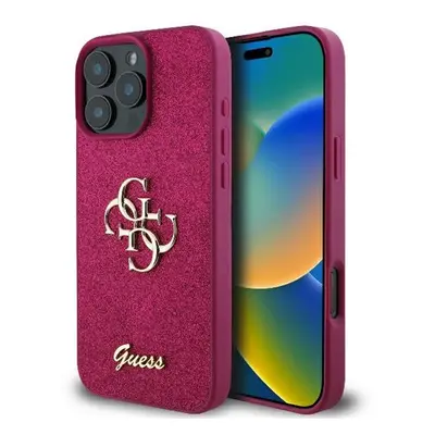 Guess Fixed Glitter Big 4G iPhone 16 Pro Max kemény hátlap tok, lila GUHCP16XHG4SGU