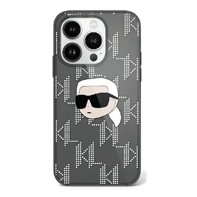 Karl Lagerfeld IML Karl Head Electroplated iPhone 16 Pro Max kemény hátlap tok, fekete KLHCP16XH