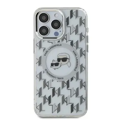 Karl Lagerfeld IML Monogram Karl&Choupette Head iPhone 16 Pro hátlap tok, átlátszó KLHMP16LHMCKM