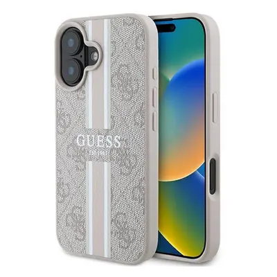 Guess 4G Printed Stripes MagSafe Apple iPhone 16 hátlap tok, rózsaszín GUHMP16SP4RPSP