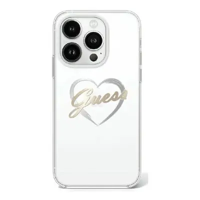 Guess IML Heart iPhone 16 Pro Max kemény hátlap tok, átlátszó GUHCP16XHCHGSPT