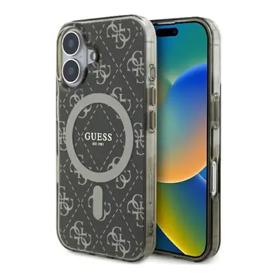 Guess IML 4G Background iPhone 16 Plus MagSafe kemény hátlap tok, barna GUHMP16MH4DTEW