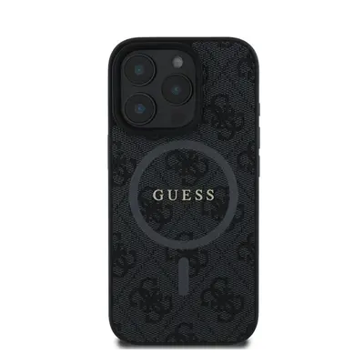 Guess 4G Ring Classic Logo Apple iPhone 16 Pro hátlap tok, fekete/barna GUHMP16LG4GFRK