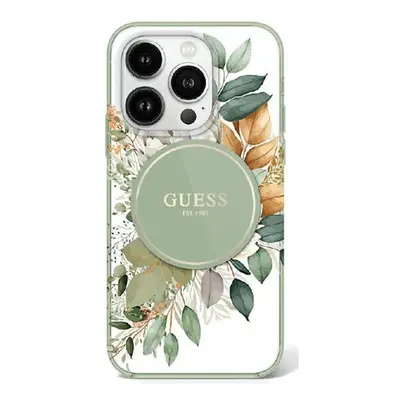 Guess IML Flower & Tonal Circle iPhone 16 Pro kemény hátlap tok, zöld GUHMP16LHFWBDCEN