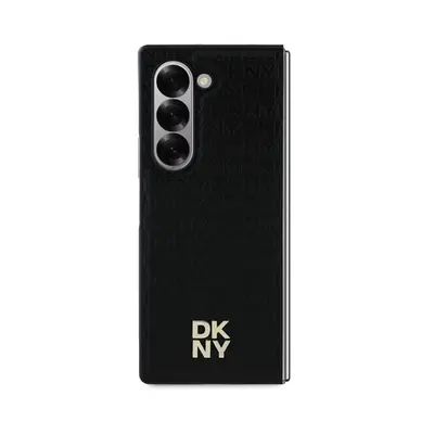 DKNY PU Leather Repeat Pattern Stack Logo MagSafe Samsung Galaxy Z Fold6 hátlap tok, fekete