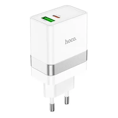 Hoco N21 hálózati töltő Type-C + USB, QC 3.0, PD, 30W, fehér