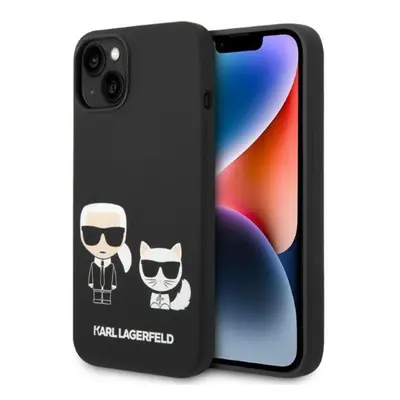 Karl Lagerfeld Liquid Silicone Karl & Choupette Apple iPhone 14 Magsafe hátlap tok, fekete