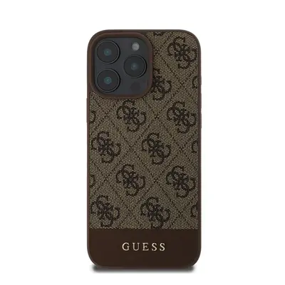 Guess 4G Bottom Stripe Apple iPhone 16 Pro hátlap tok, barna GUHCP16LG4GLBR