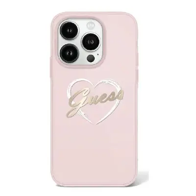 Guess IML Heart iPhone 16 Pro Max kemény hátlap tok, rózsaszín GUHCP16XHCHGSPP