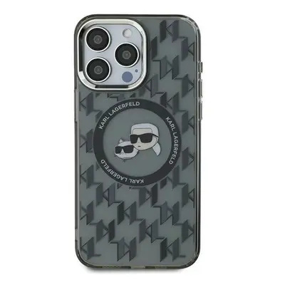 Karl Lagerfeld IML Monogram Karl&Choupette Head iPhone 16 hátlap tok, fekete KLHMP16SHMCKMHK