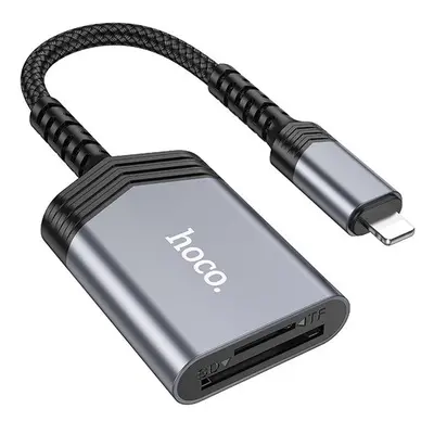 Hoco UA25 kártyaolvasó 2in1, Apple iPhone Lightning (8-pin) szürke