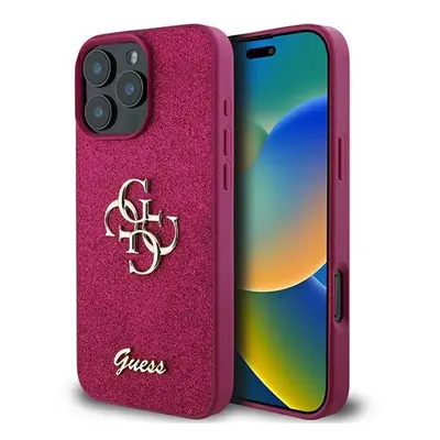 Guess Glitter Script Big 4G iPhone 16 Pro kemény hátlap tok, lila GUHCP16LHG4SGU