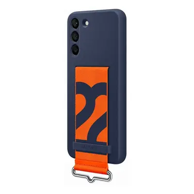 Samsung Galaxy S22+ Silicone Cover with Strap, gyári szilikon tok szíjjal, sötétkék, EF-GS906TN