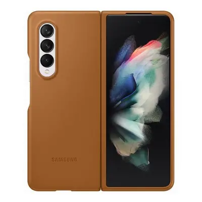 Samsung Galaxy Z Fold3 5G Leather Cover, gyári bőr tok, barna, EF-VF926