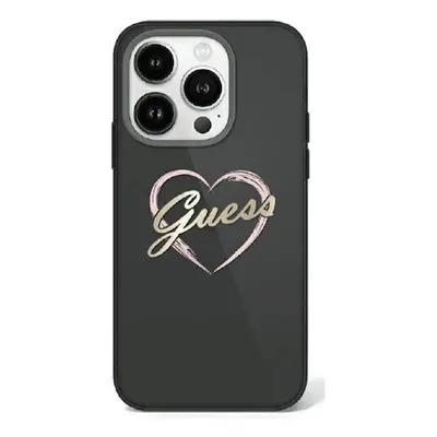 Guess IML Heart iPhone 16 Pro kemény hátlap tok, fekete GUHCP16LHCHGSPK