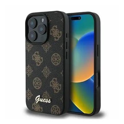 Guess PU Peony Script Apple iPhone 16 Pro Max Magsafe kompatibilis tok, barna GUHMP16XPGPYSK