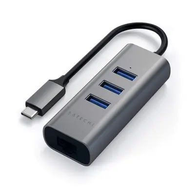 Satechi Aluminum Type-C 2-in-1 Hub, 3x USB 3.0, Gigabit Ethernet, szürke