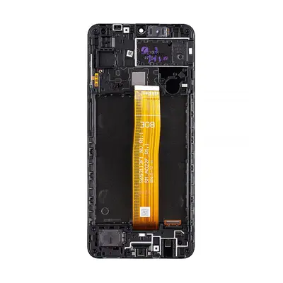 Samsung Galaxy A12 (A125) kompatibilis LCD modul kerettel, OEM jellegű, fekete