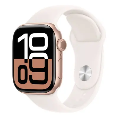 Apple Watch S10 GPS rozéarany alumíniumtok, lágy rózsaszín sportszíjjal, 42mm, S/M