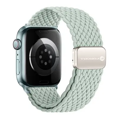 Forcell F-Design FA02 Apple Watch 42/44/45/49mm nylon mágneses szíj, világoszöld/szürke