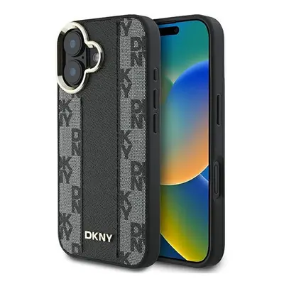 DKNY Checkered Pattern iPhone 16 Plus MagSafe hátlap tok, fekete DKHMP16MPCPVSLK