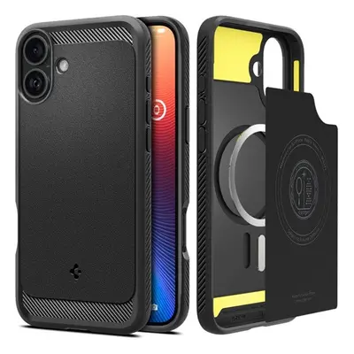 Spigen Rugged Armor MagFit Apple iPhone 16 Plus tok, Matte Black, fekete