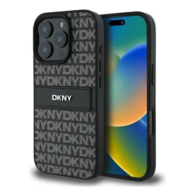 DKNY Texture Pattern Tonal Stripe iPhone 16 Pro hátlap tok, fekete DKHCP16LPRTHSLK