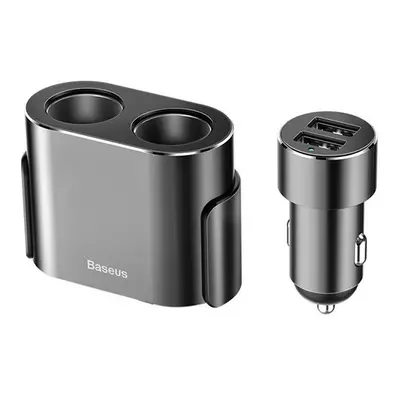 Baseus CRDYQ-01 2 x USB autós töltő, 2 szivargyújtó kimenettel, 80 W, fekete