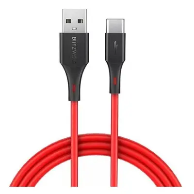 BlitzWolf BW-TC15 USB-C kábel, 3A 1.8m, piros