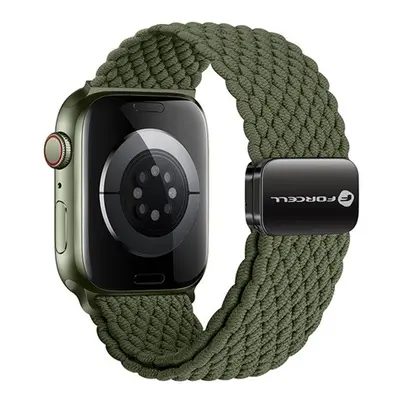 Forcell F-Design FA02 Apple Watch 38/40/41mm nylon mágneses szíj, sötét olívazöld