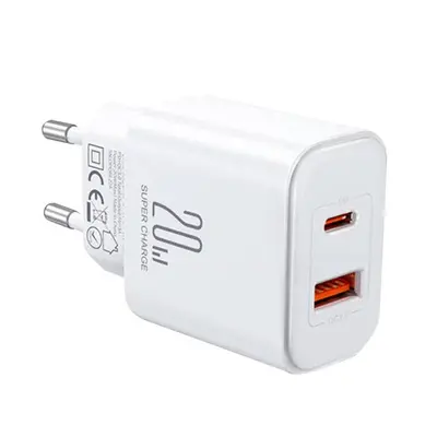 Joyroom JR-TCF05 Flash USB-A- USB-C hálózati töltő, 20W, fehér