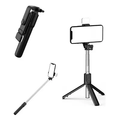 Prémium selfie bot, 19 - 70 cm, forgatható, exponáló gombbal, bluetooth-os, v4.0, tripod, világí