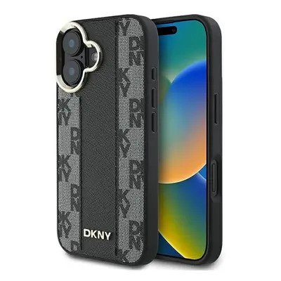 DKNY Checkered Pattern iPhone 16 MagSafe hátlap tok, fekete DKHMP16SPCPVSLK