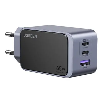 Ugreen Nexode Air 1xUSB-A-2xUSB-C hálózati töltő adapter, 65W, szürke