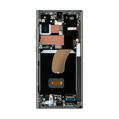 Samsung S918 Galaxy S23 Ultra kompatibilis LCD kijelző + érintő, kerettel, szürke / piros