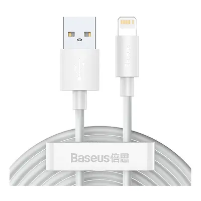 Baseus Simple Wisdom USB / Lightning adat/töltőkábel, 2,4A, 1,5m, Fehér (2db)