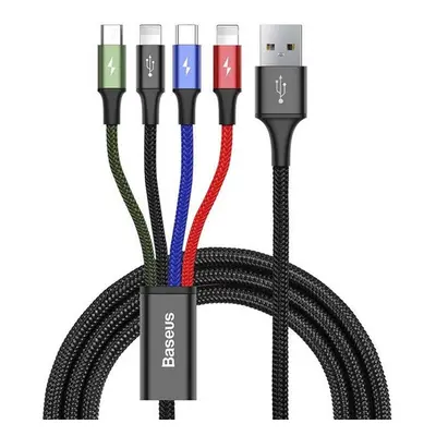 Baseus Fast 4in1 USB-C - 2xLightning - Micro USB adatkábel, 3,5A, 1,2m, fekete