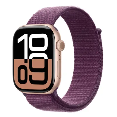 Apple Watch S10 GPS rozéarany alumíniumtok, szilva sportpánttal, 46mm