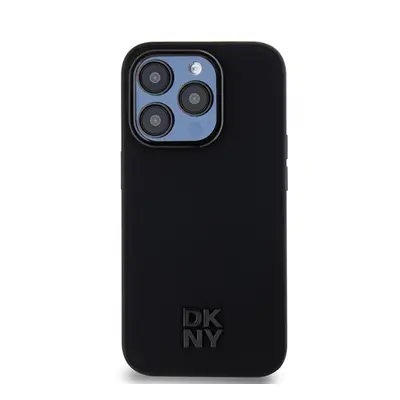 DKNY PU Leather Stack Logo iPhone 15 Pro Max MagSafe tok, fekete