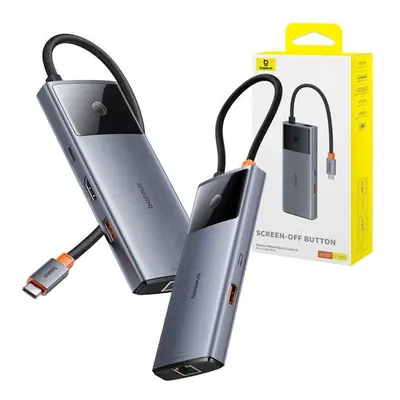 Baseus Metal Gleam II Series 6 az 1-ben hub USB-C, 3x USB 3.0, HDMI, USB-C PD, Ethernet RJ45, ez