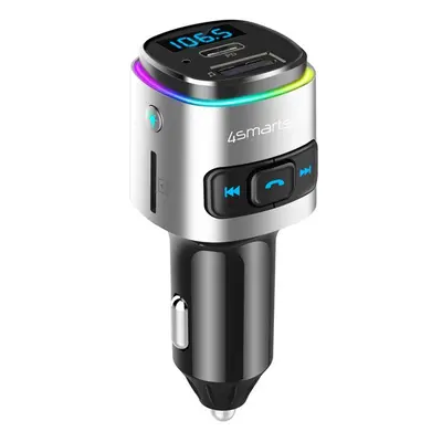 4smarts bluetooth FM Transmitter, autós szivargyújtó töltő, fekete-szürke