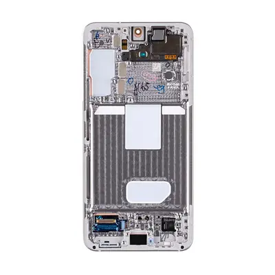 Samsung Galaxy S22 kompatibilis LCD kijelző + érintő, kerettel, fehér, SM-S901B