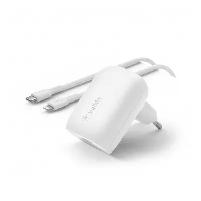 Belkin Boost Chagre PD hálózati gyorstöltő Type-C + Lightning kábel, 30W, fehér